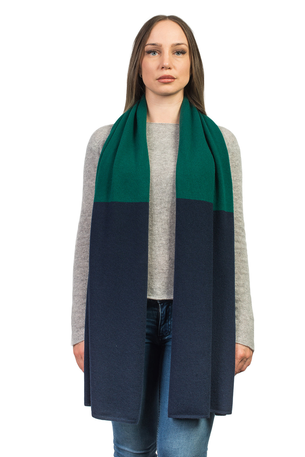 Blue-Green Women's Two-Tone 100% Cashmere Wrap