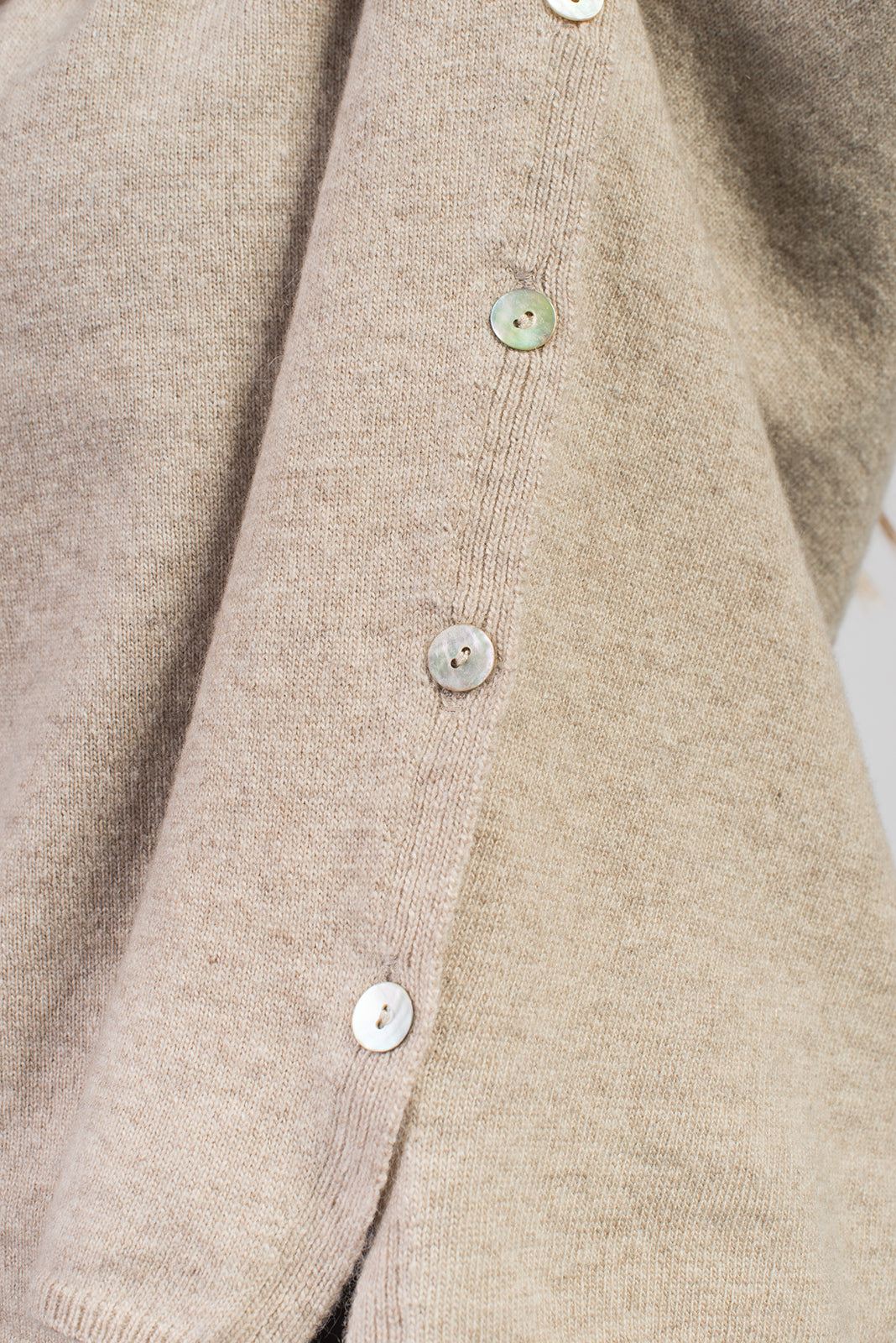 Beige Women's Buttoned Cashmere Blend Crewneck, view 3
