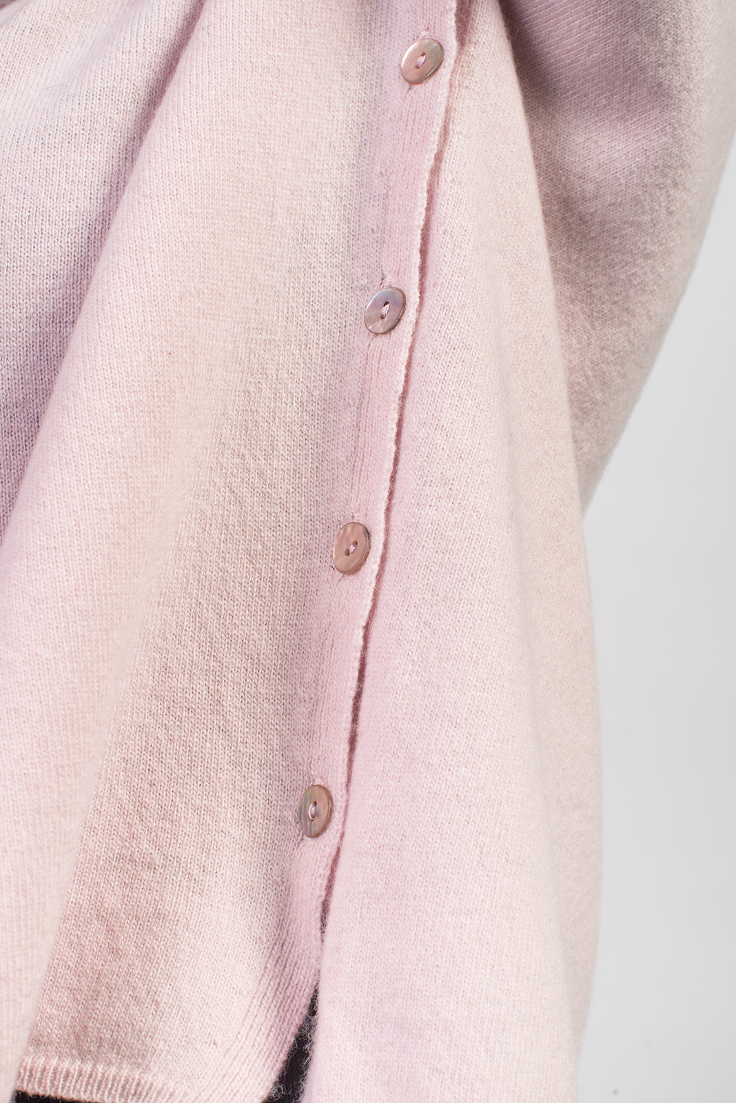 Pink Women's Buttoned Cashmere Blend Crewneck, view 3