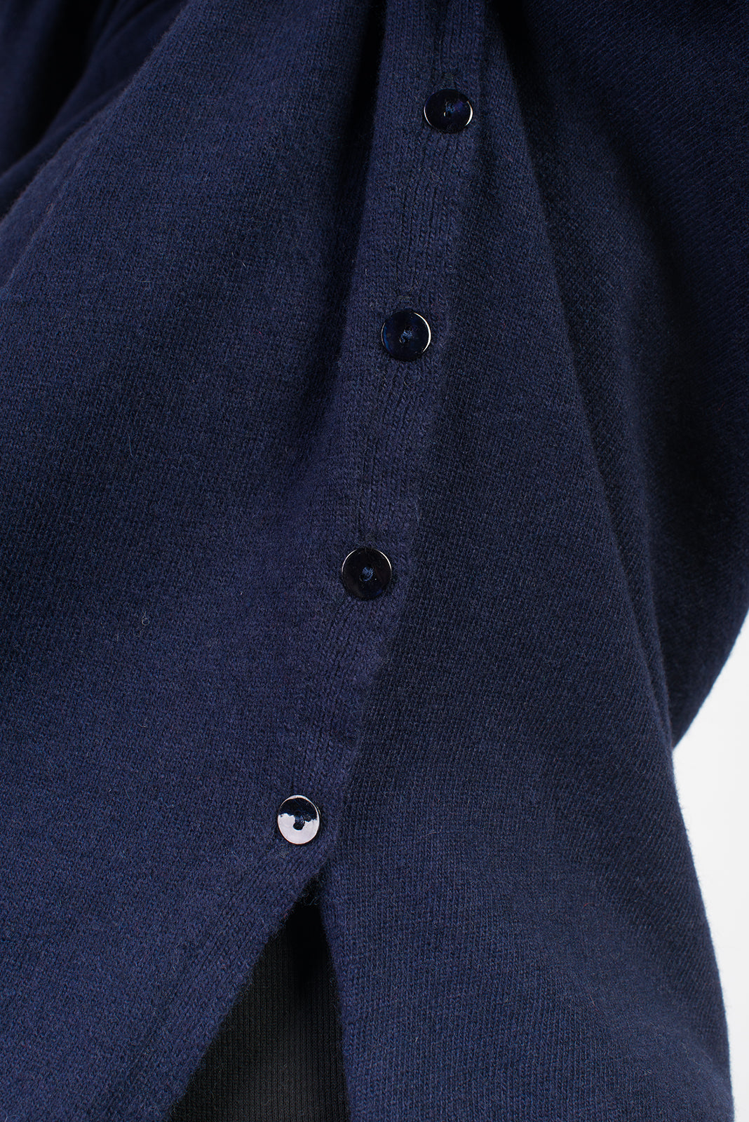 Blue Women's Buttoned Cashmere Blend Crewneck, view 3