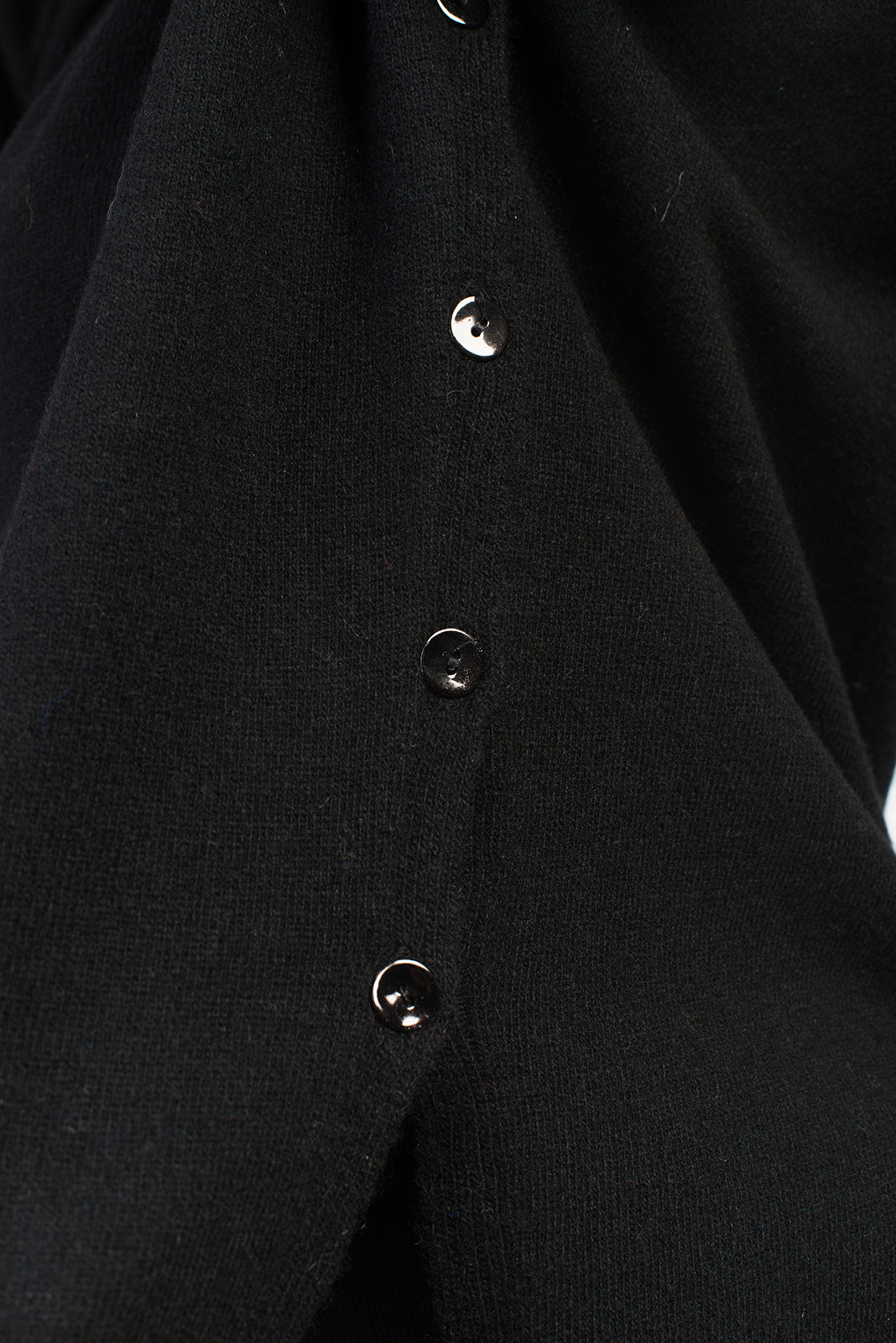 Black Women's Buttoned Cashmere Blend Crewneck, view 3