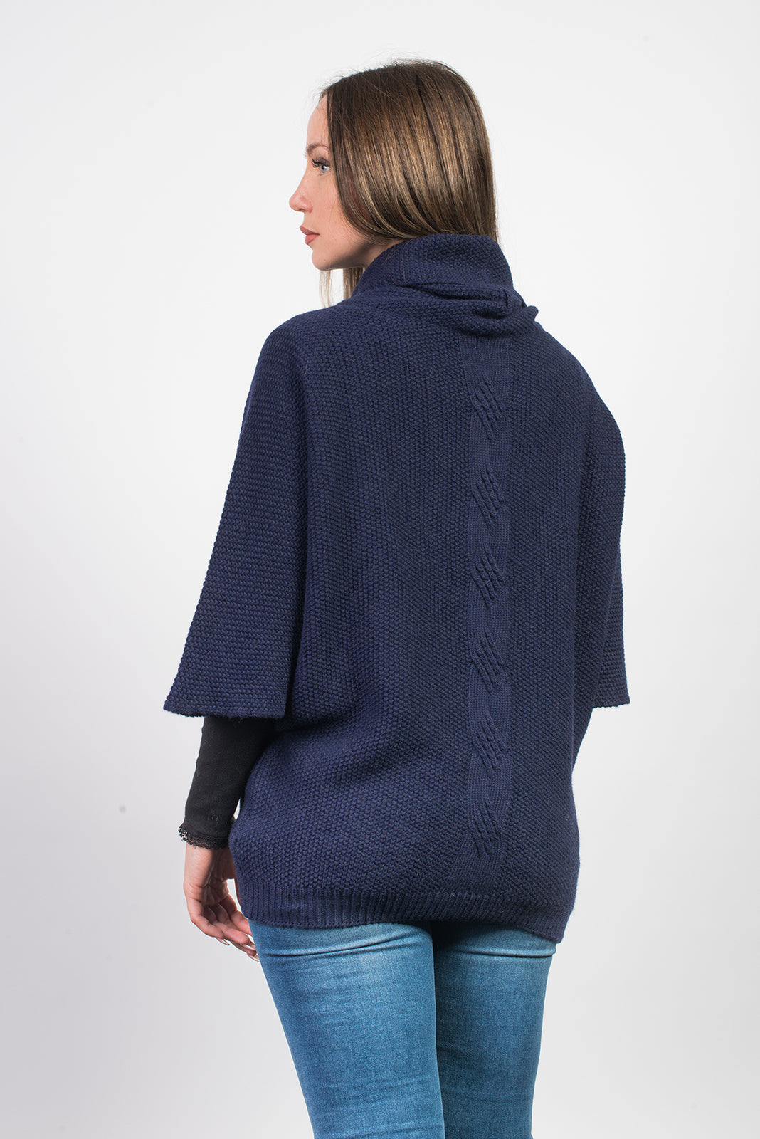 Blue Women's Cable-Knit Cashmere Blend Sweater, view 3