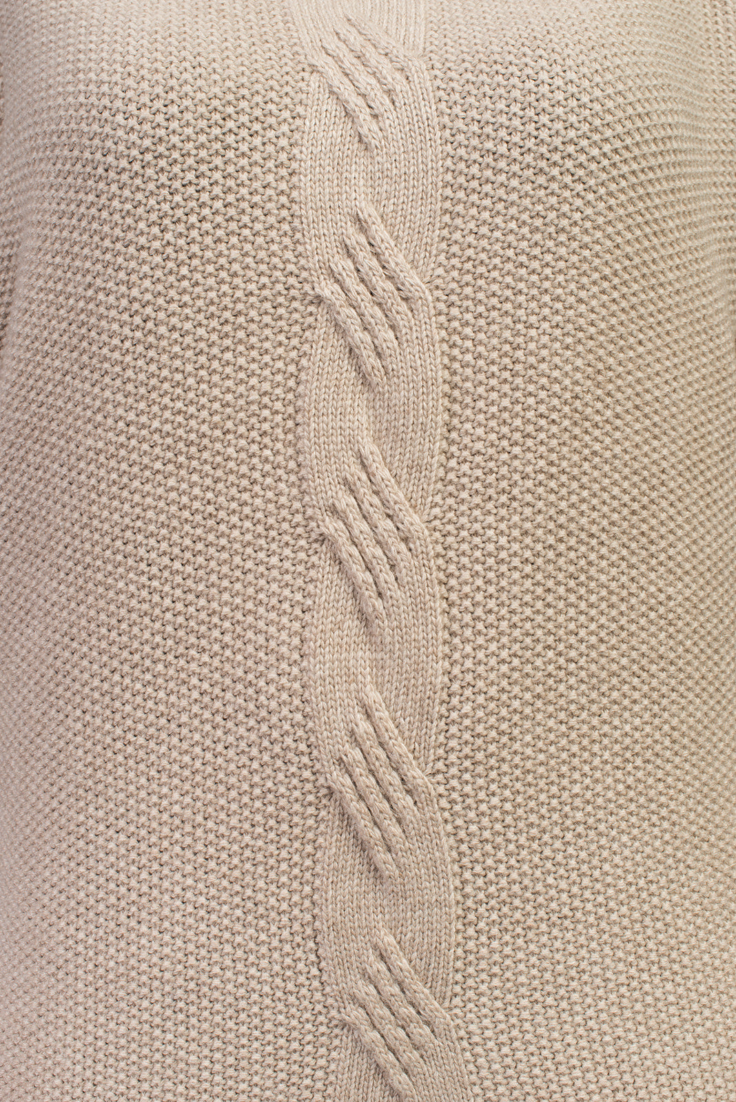 Beige Women's Cable-Knit Cashmere Blend Sweater, view 4