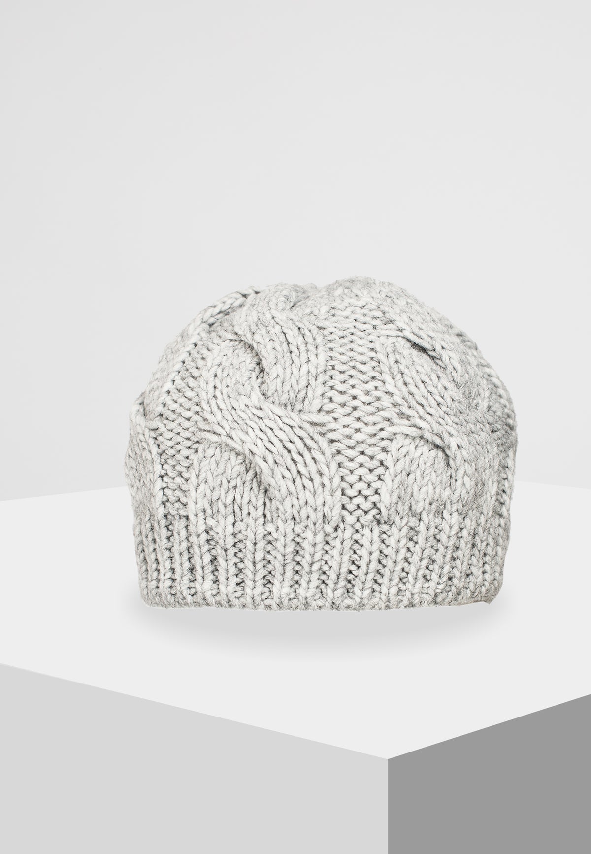 Gray Women's Cable-Knit Beanie, view 3
