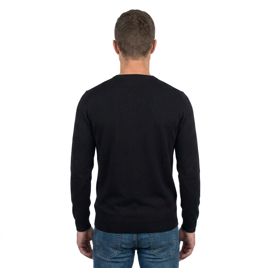 Black Men's 100% Cotton Crewneck, view 4