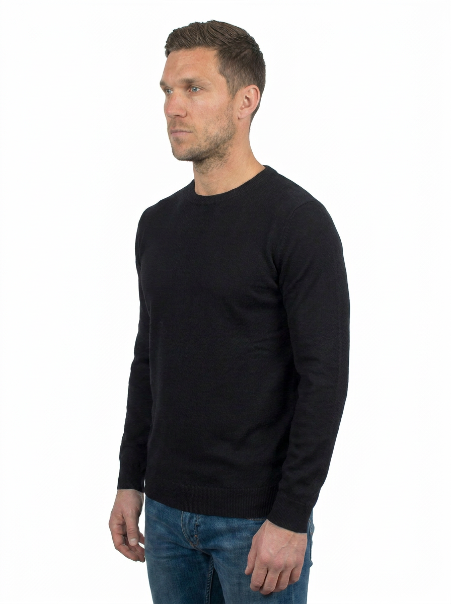 Black Men's 100% Cotton Crewneck, view 3