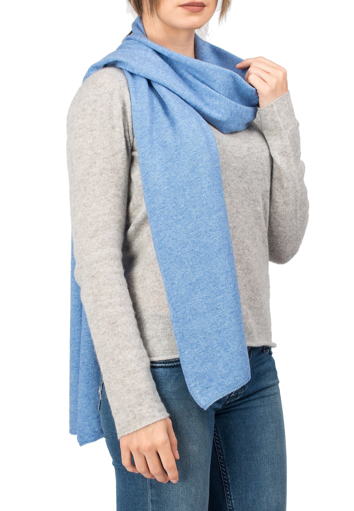 Light Blue Unisex Cashmere Blend Scarf