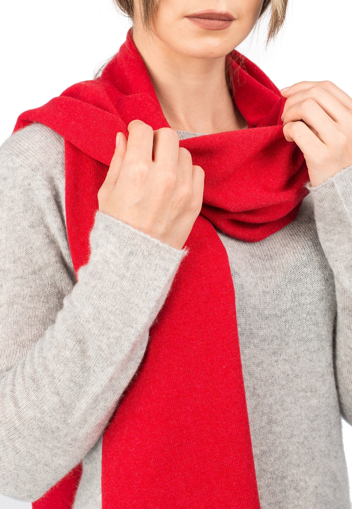Red Unisex Cashmere Blend Scarf, view 3