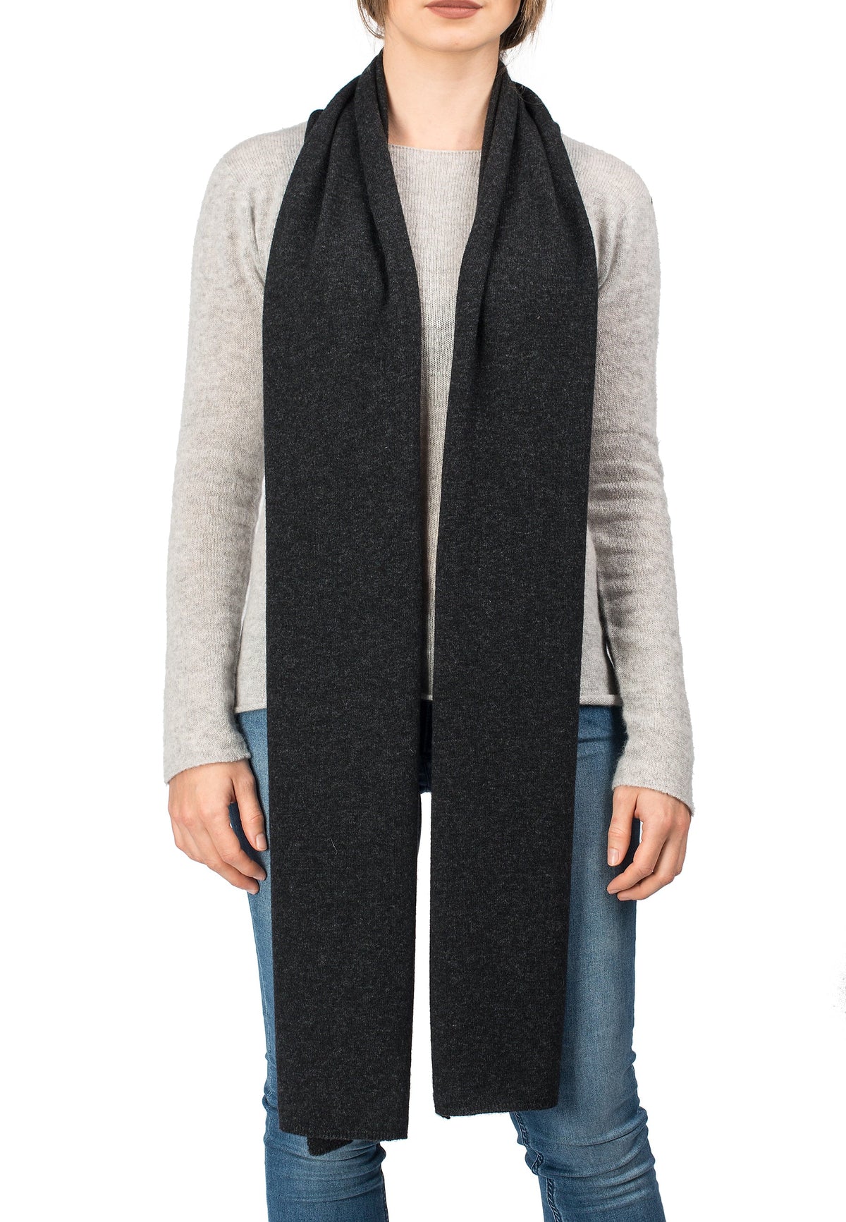 Charcoal Unisex Cashmere Blend Scarf, view 2