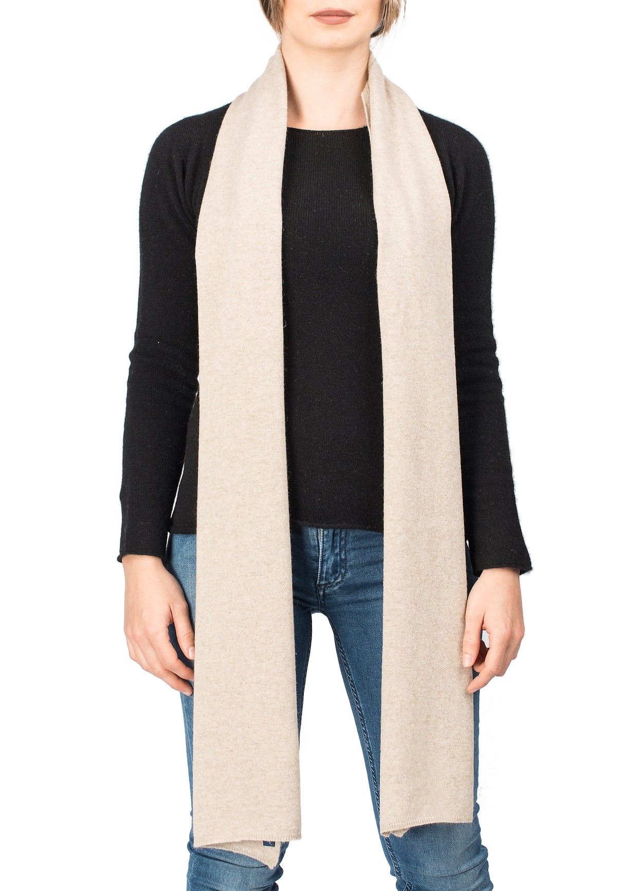 Beige Unisex Cashmere Blend Scarf, view 2