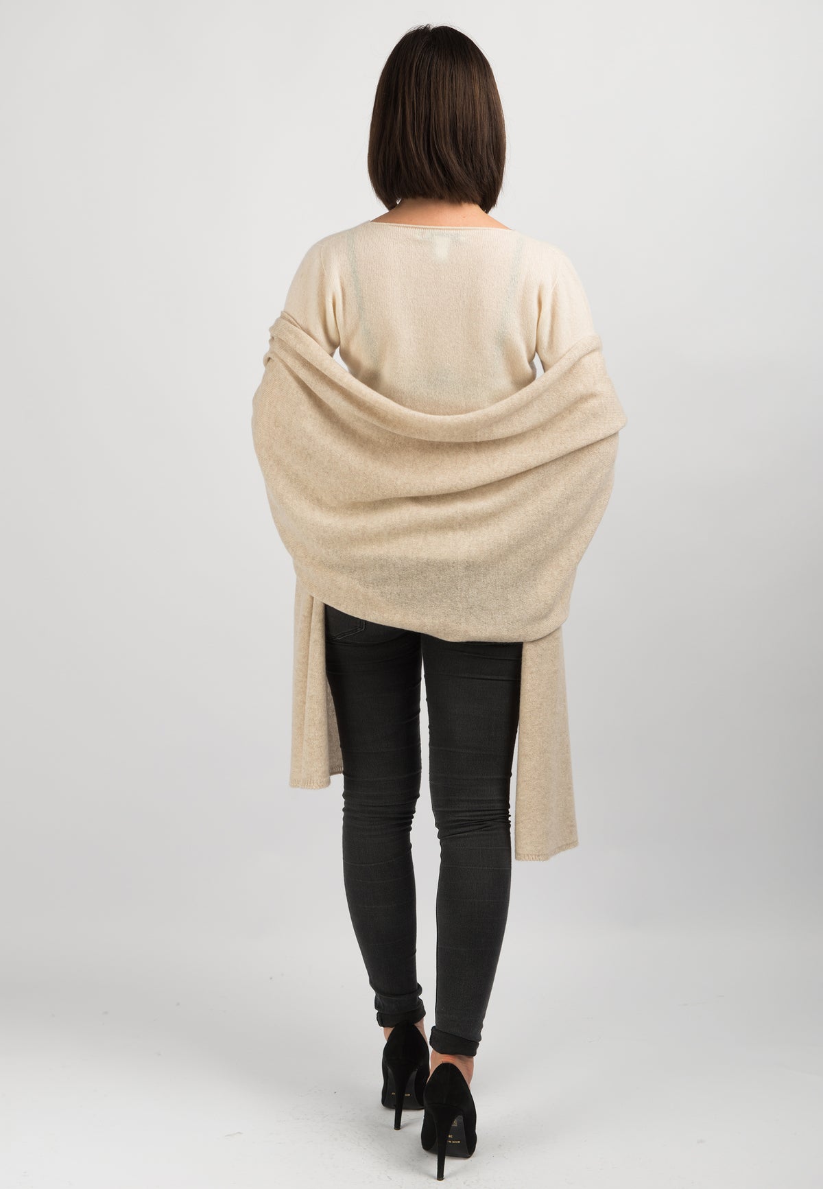 Beige Women's 100% Cashmere Wrap, view 3