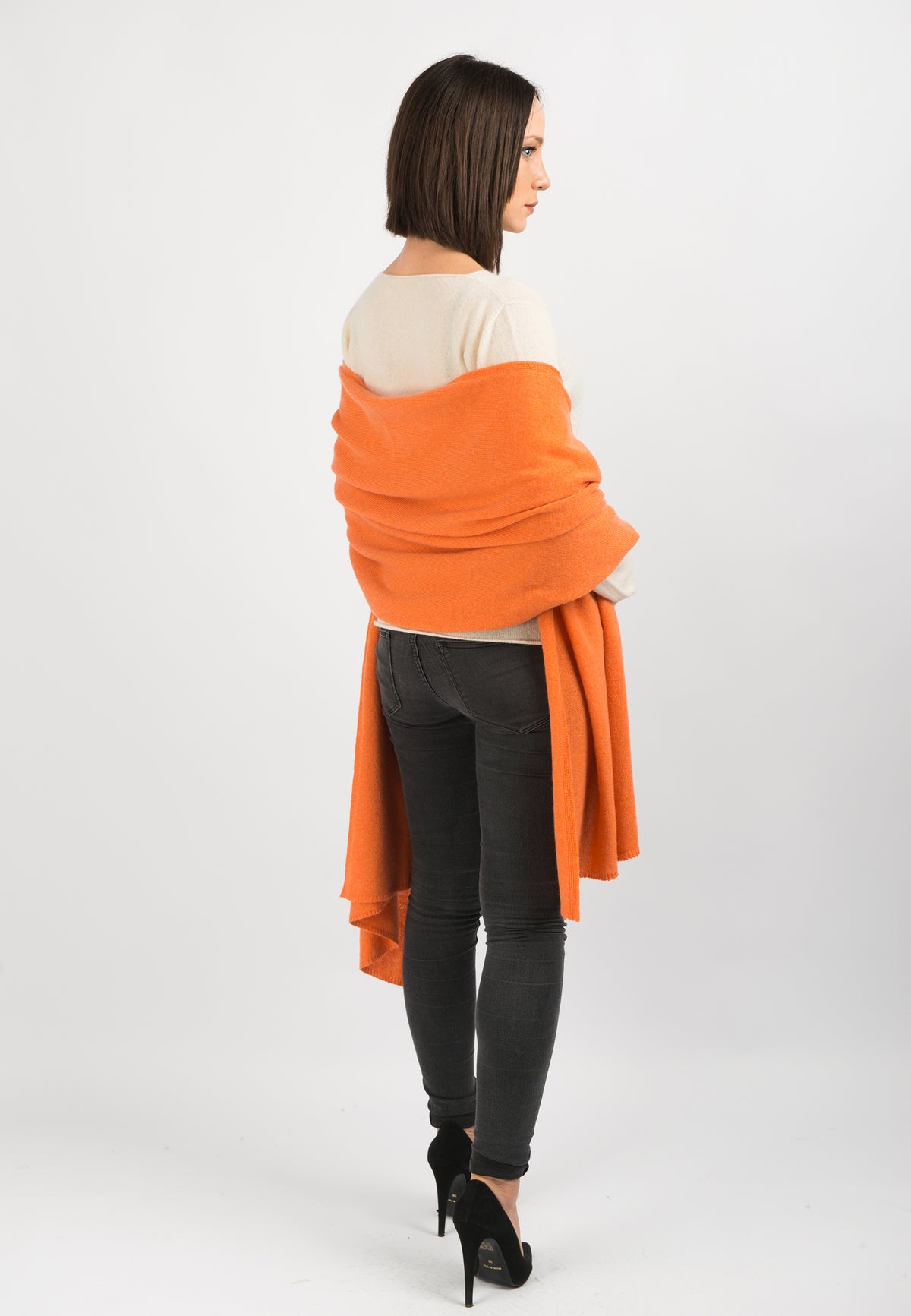 Orange Women's 100% Cashmere Wrap, view 3