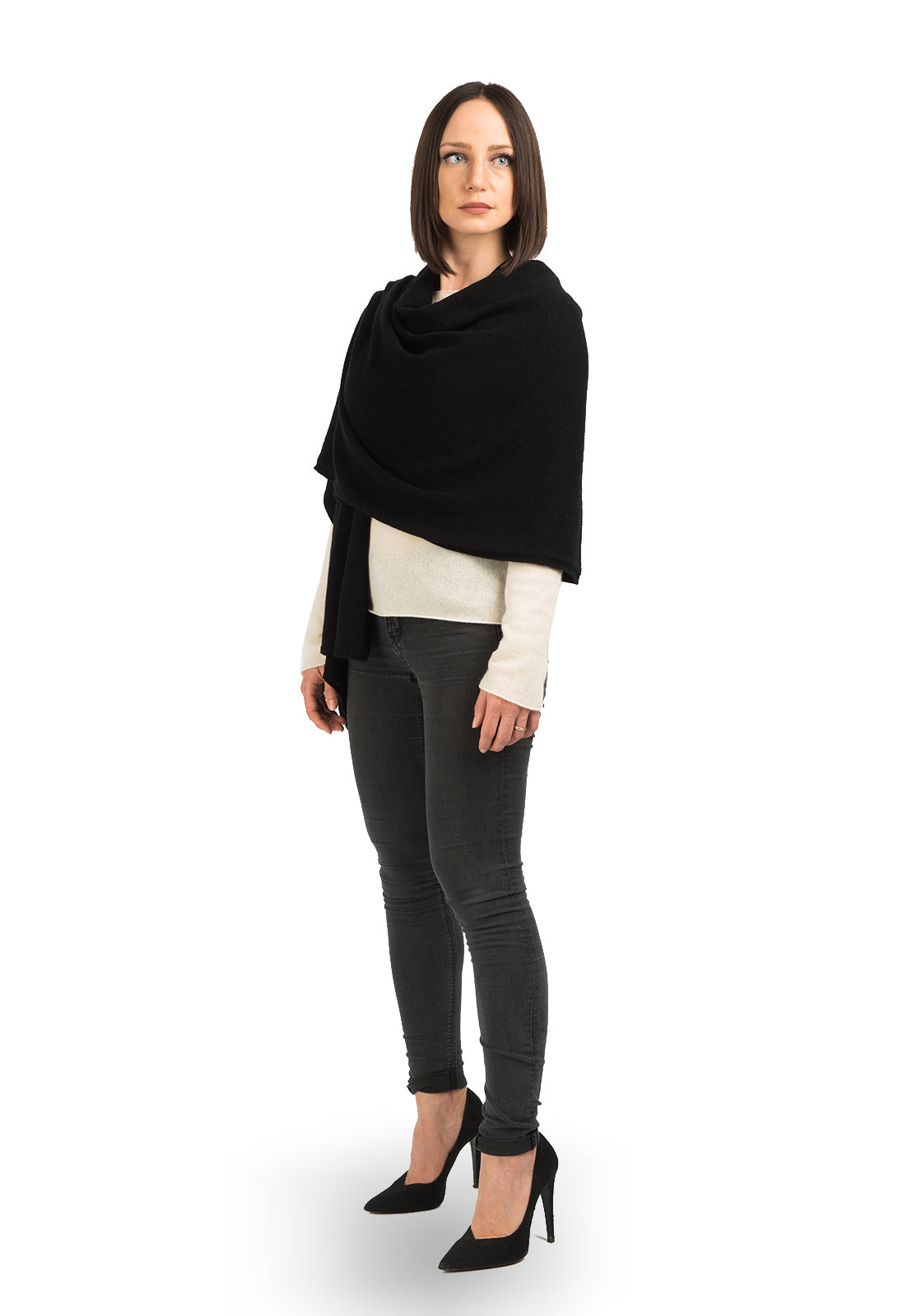 Black Women's 100% Cashmere Wrap, view 2