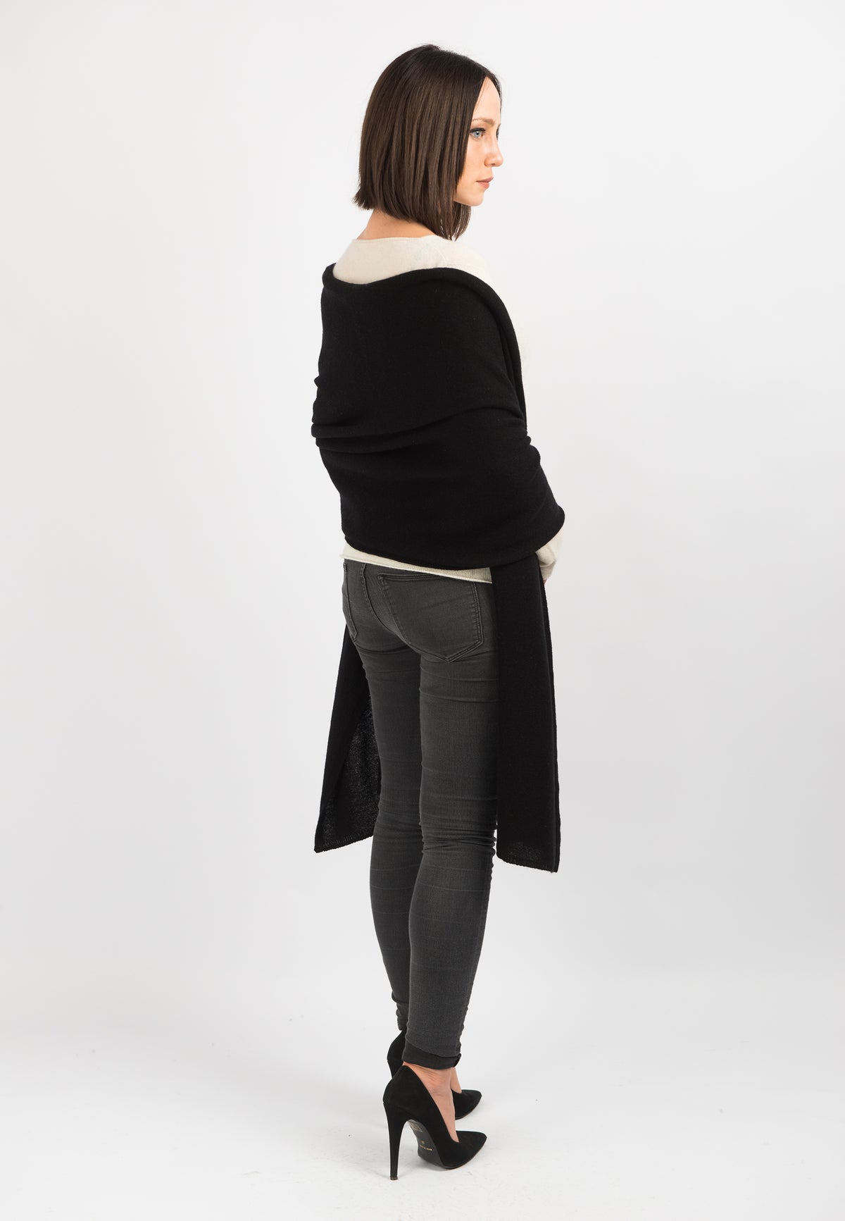 Black Women's 100% Cashmere Wrap, view 3