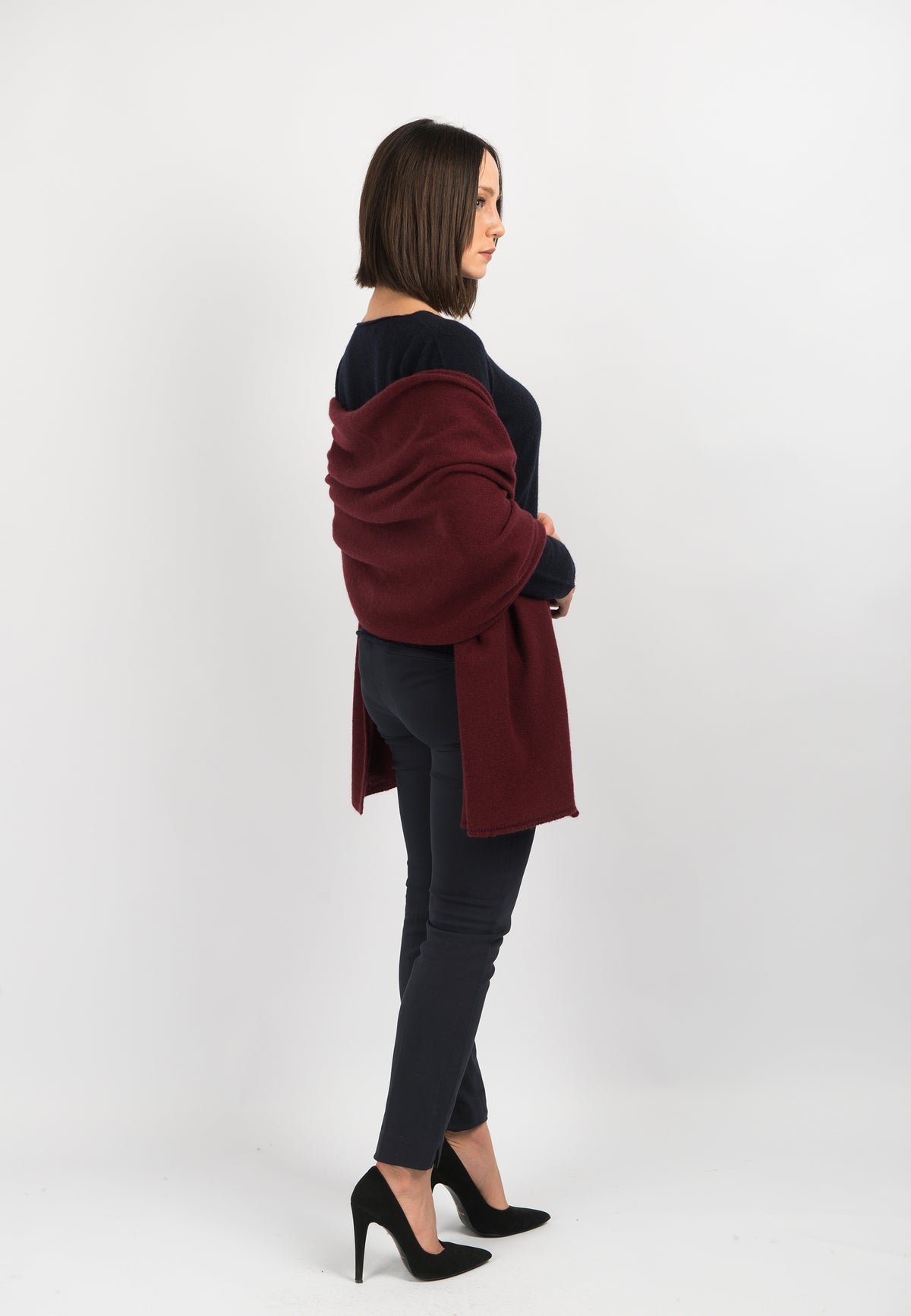 Burgundy Women's 100% Cashmere Wrap, view 2