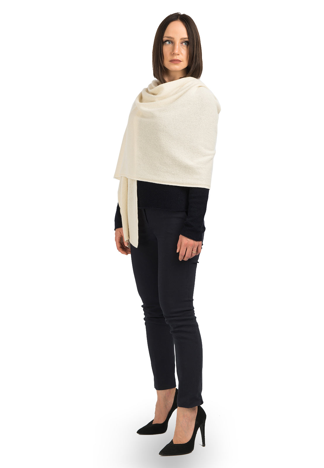Cream Women's 100% Cashmere Wrap, view 2