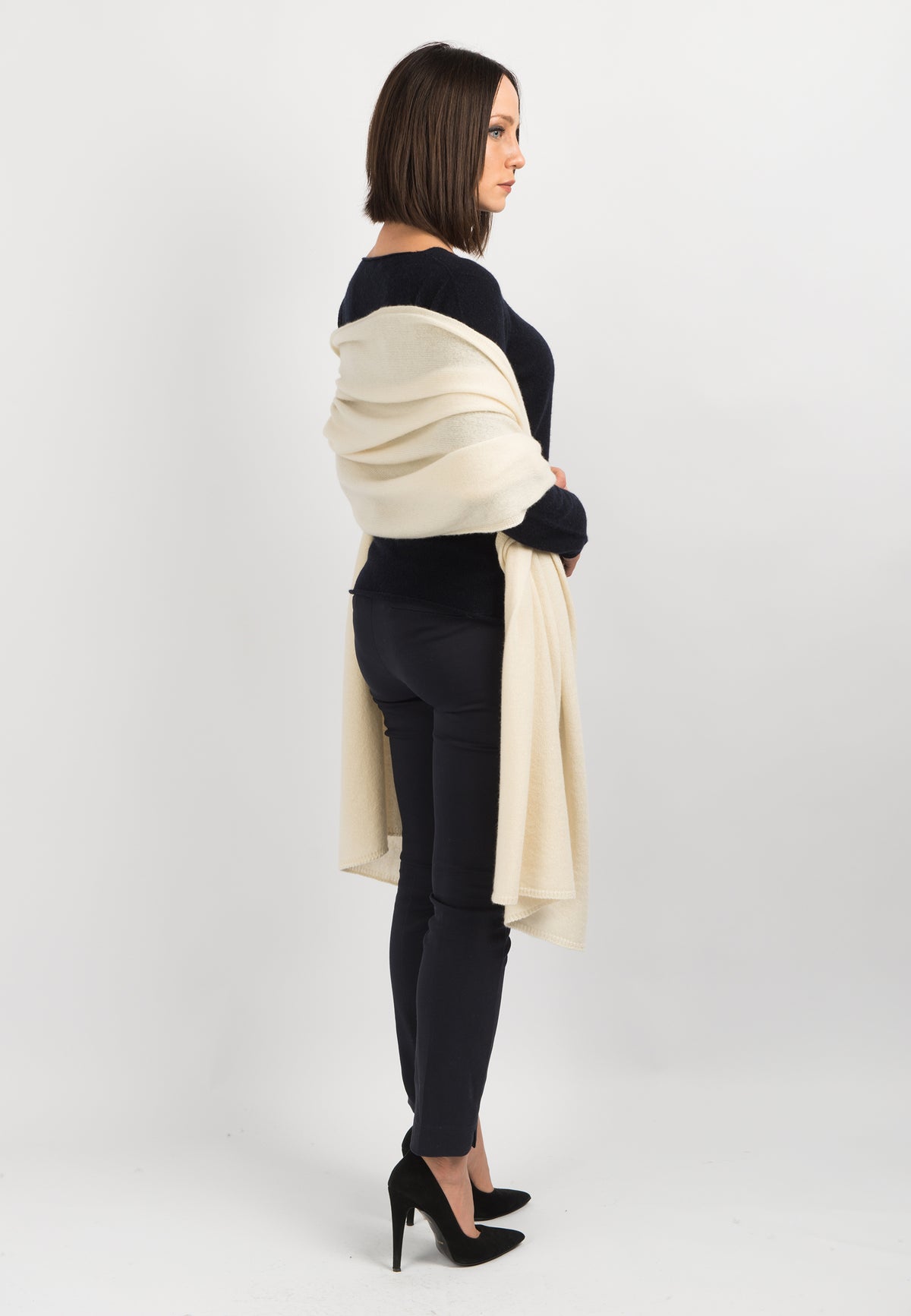 Cream Women's 100% Cashmere Wrap, view 3