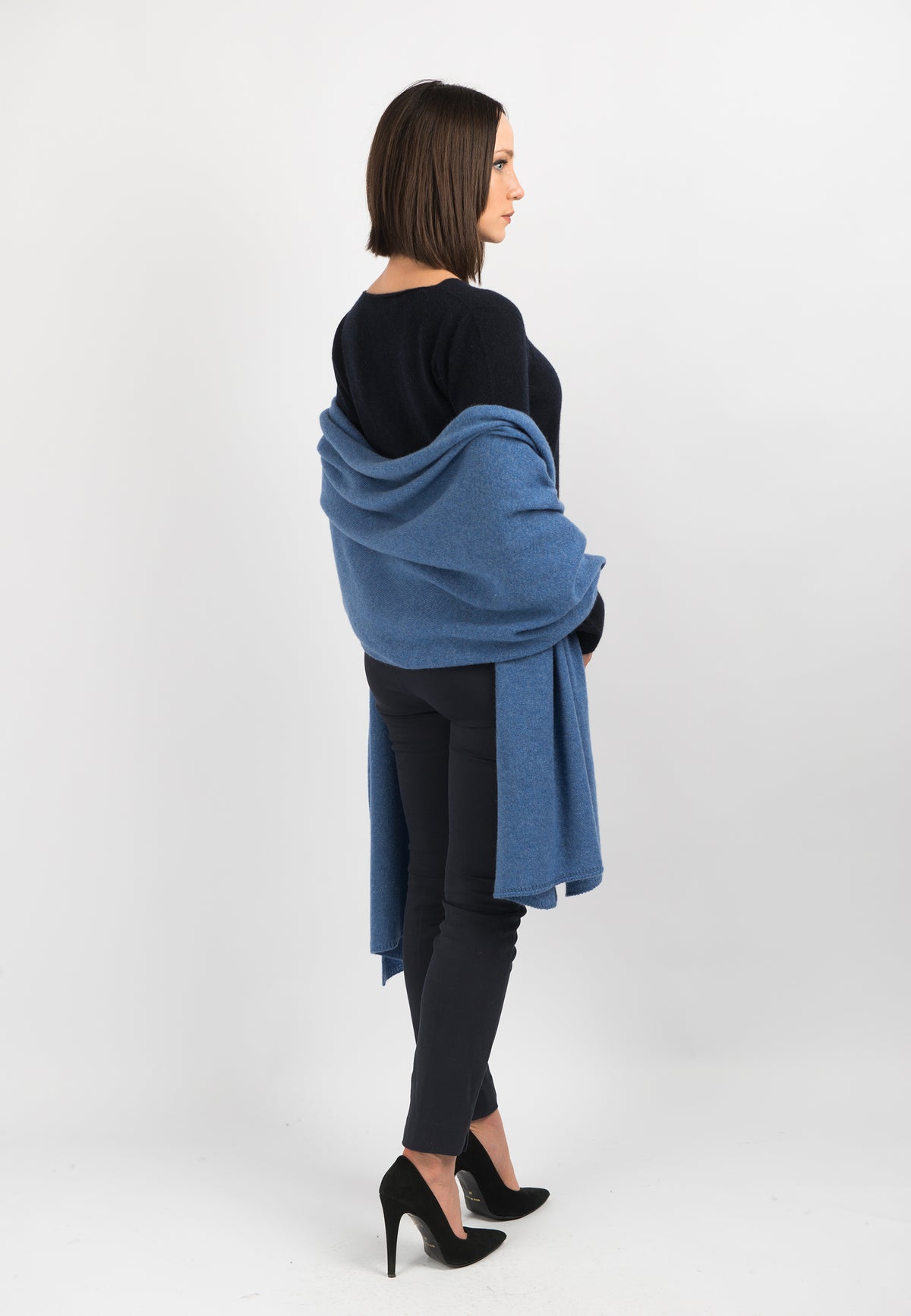 Light Blue Women's 100% Cashmere Wrap, view 3