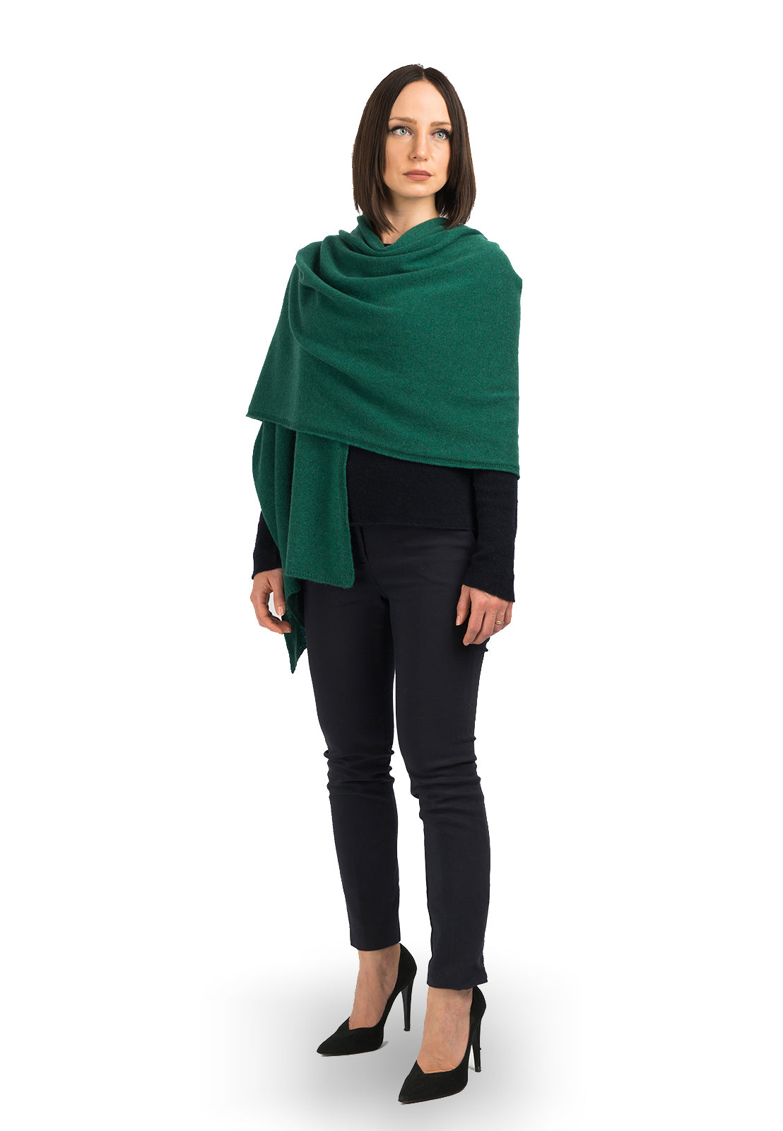 Green Women's 100% Cashmere Wrap, view 2