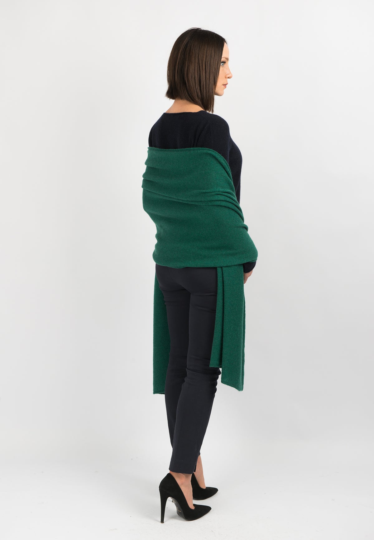 Green Women's 100% Cashmere Wrap, view 3