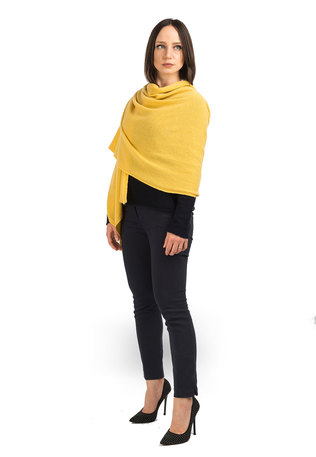 Yellow Women's 100% Cashmere Wrap, view 2
