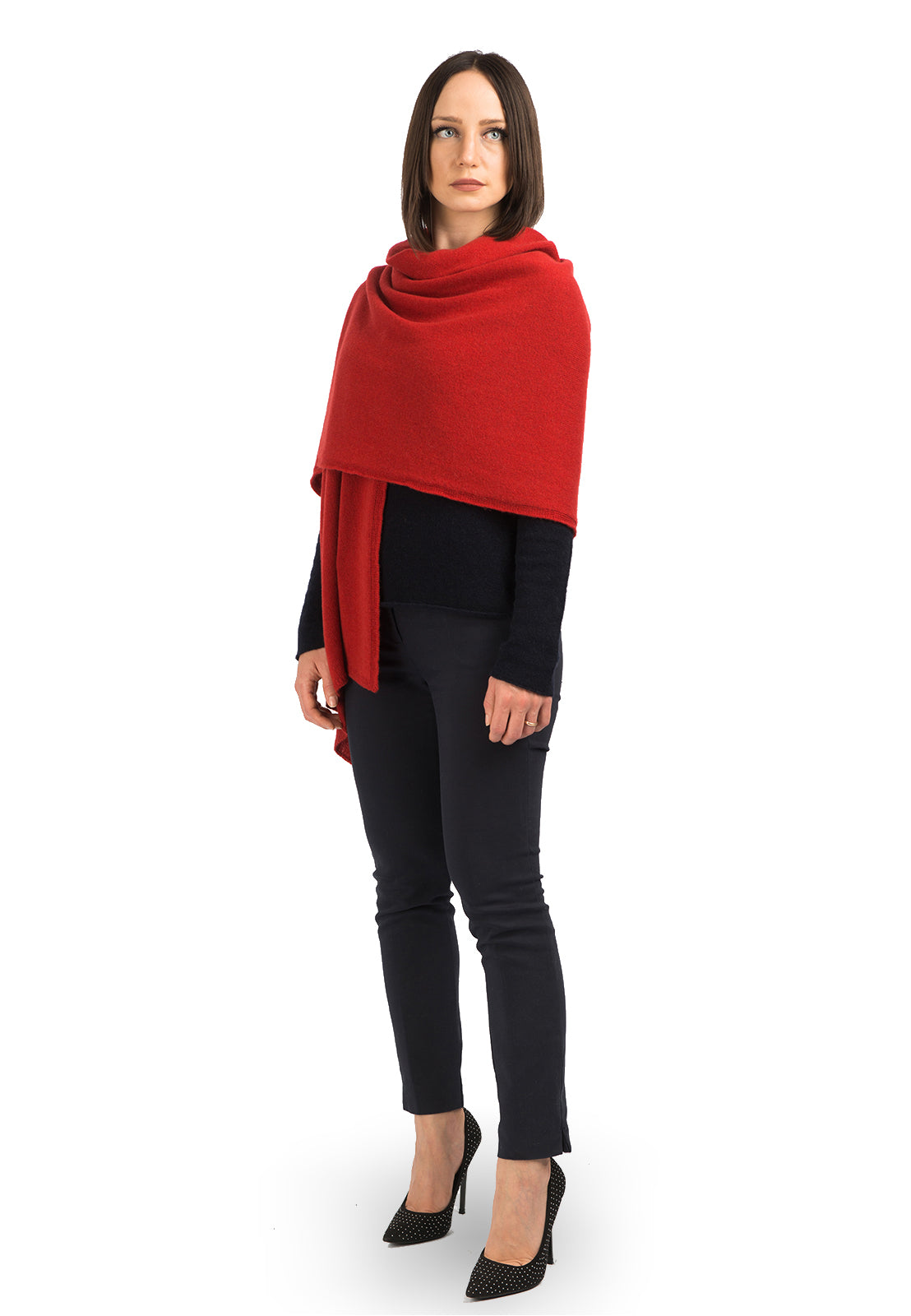 Red Women's 100% Cashmere Wrap, view 2