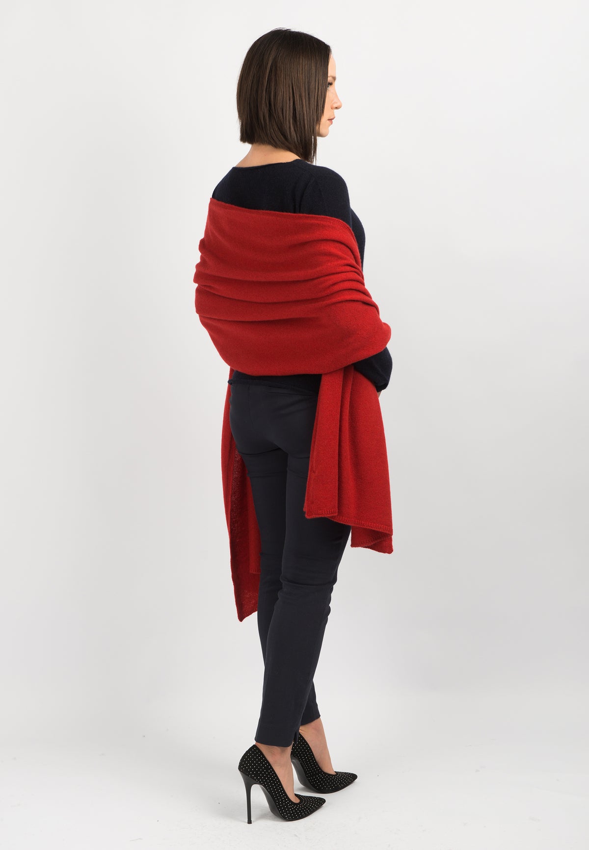 Red Women's 100% Cashmere Wrap, view 3