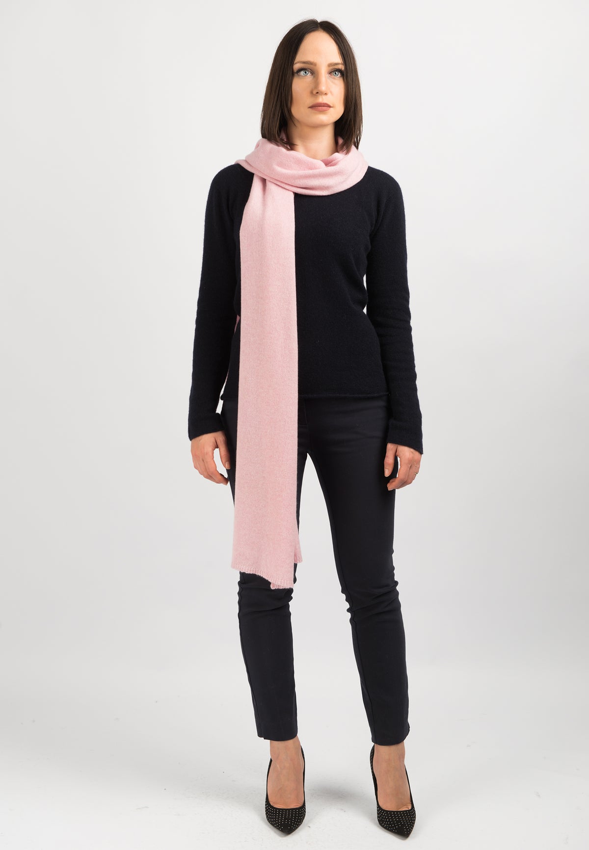 Pink Women's Wide 100% Cashmere Scarf, view 2