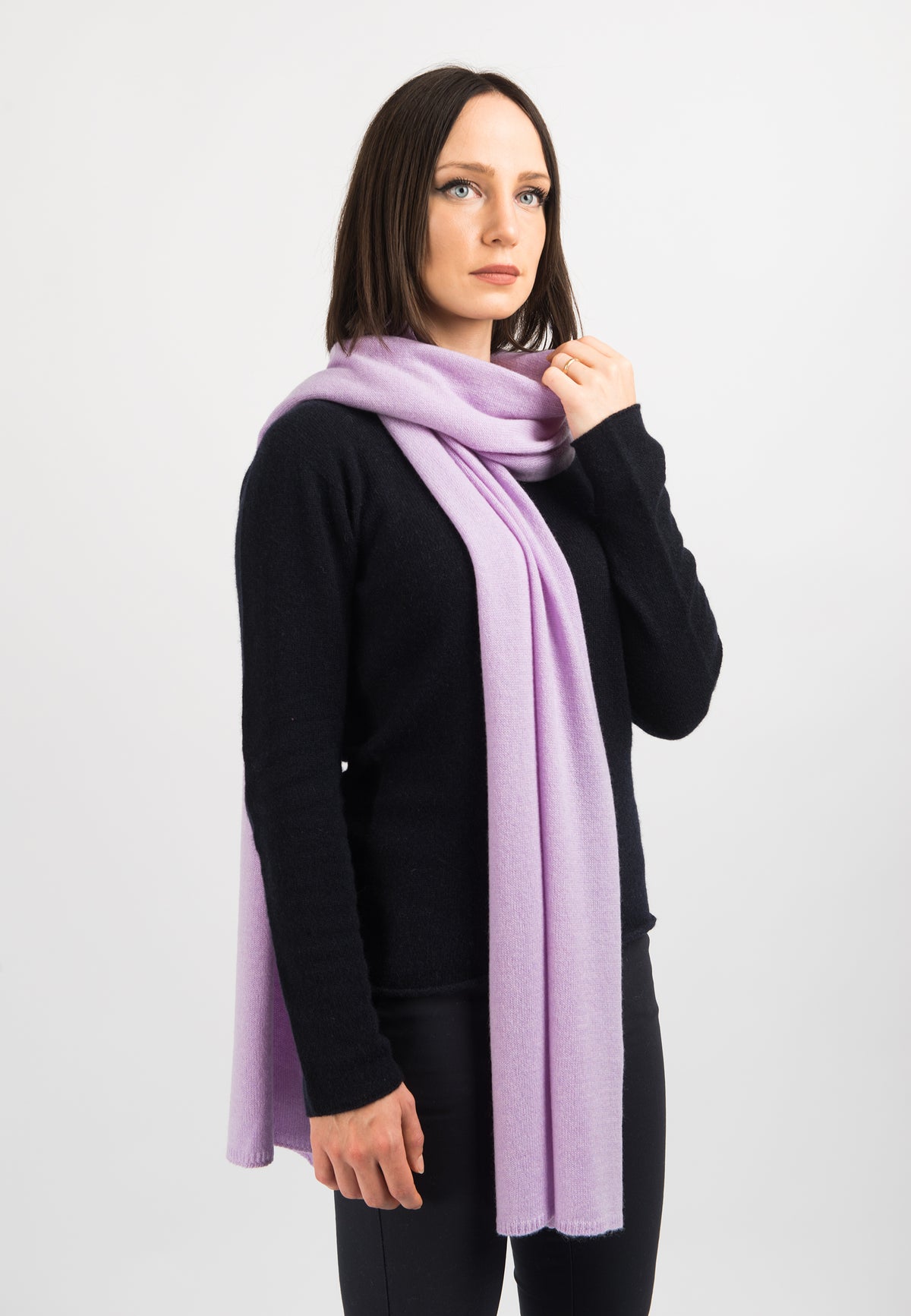 Lilac Women's Wide 100% Cashmere Scarf, view 3