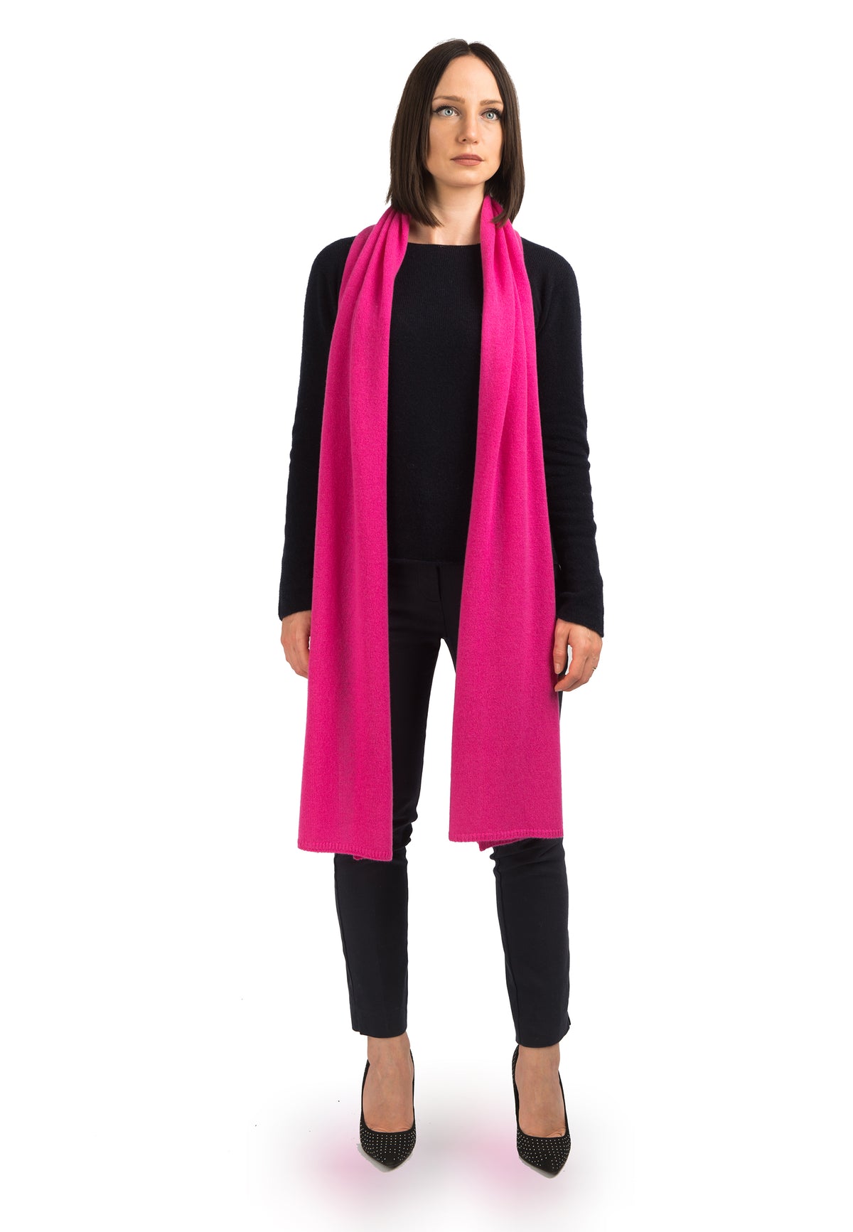Fuchsia Women's Wide 100% Cashmere Scarf