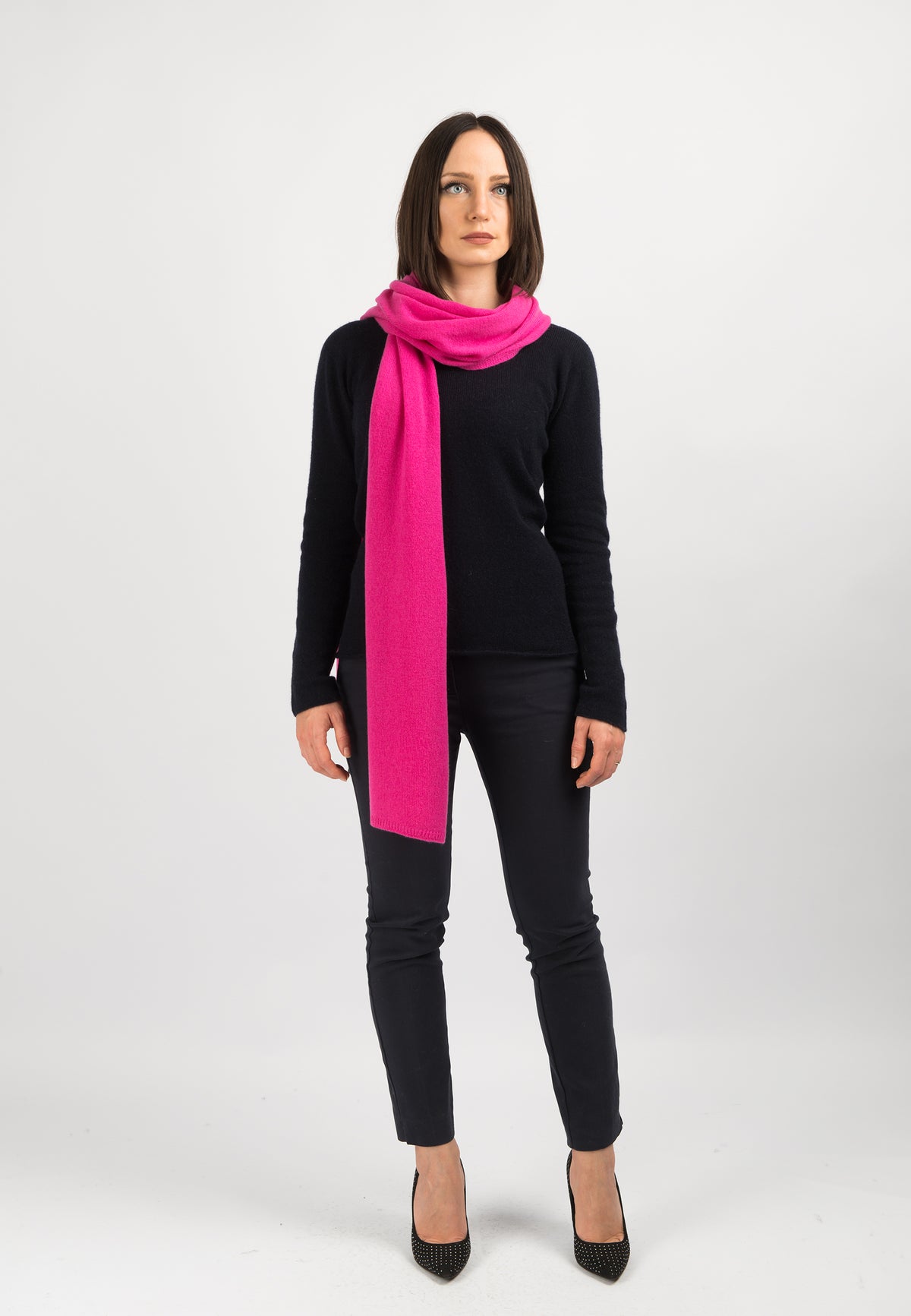 Fuchsia Women's Wide 100% Cashmere Scarf, view 2