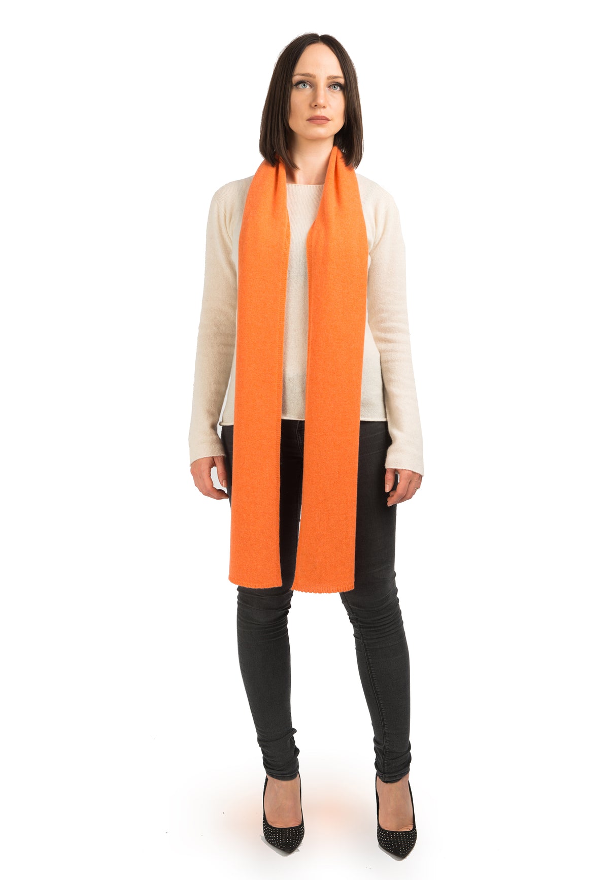 Orange Women's Wide 100% Cashmere Scarf
