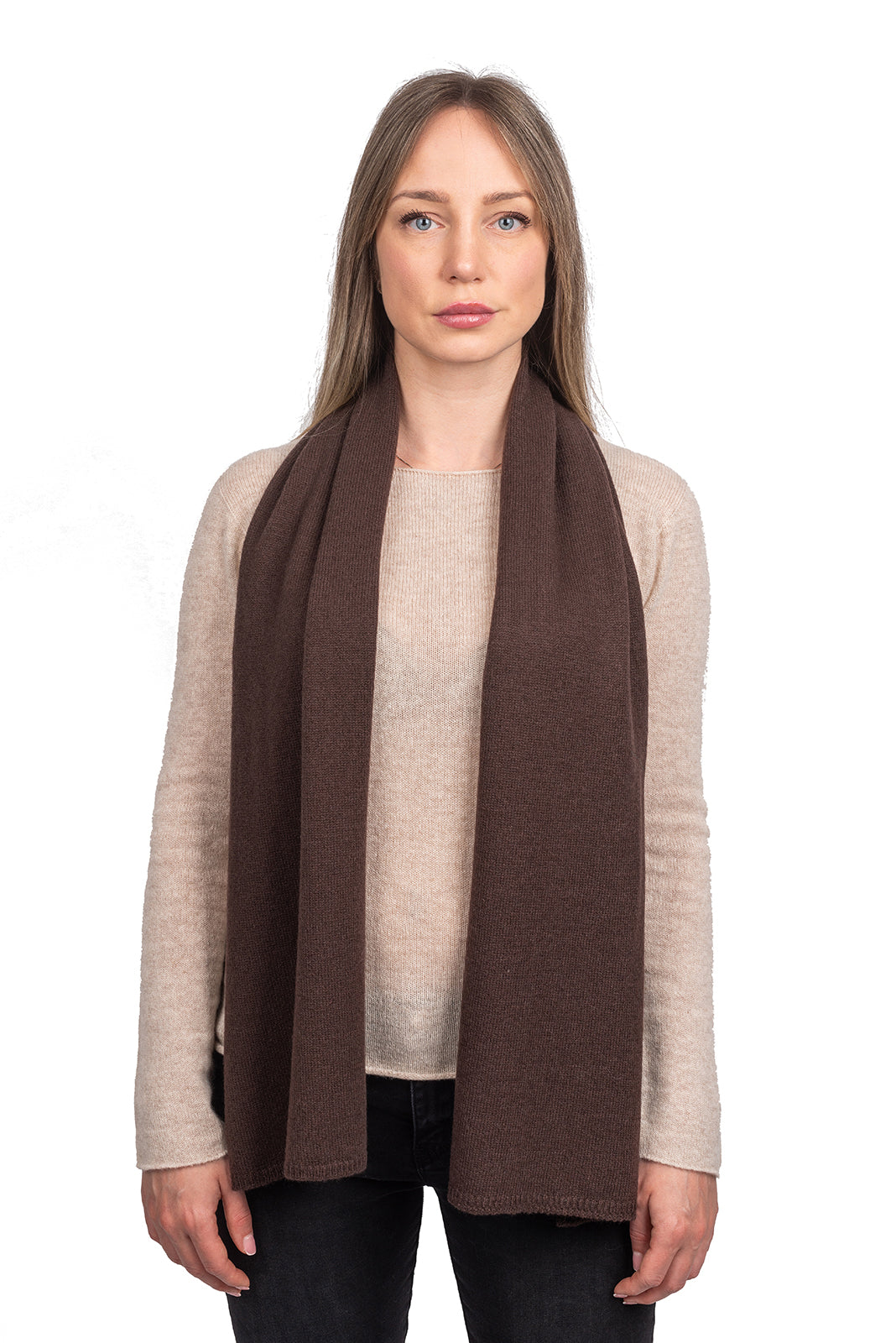 Brown Unisex 100% Cashmere Scarf