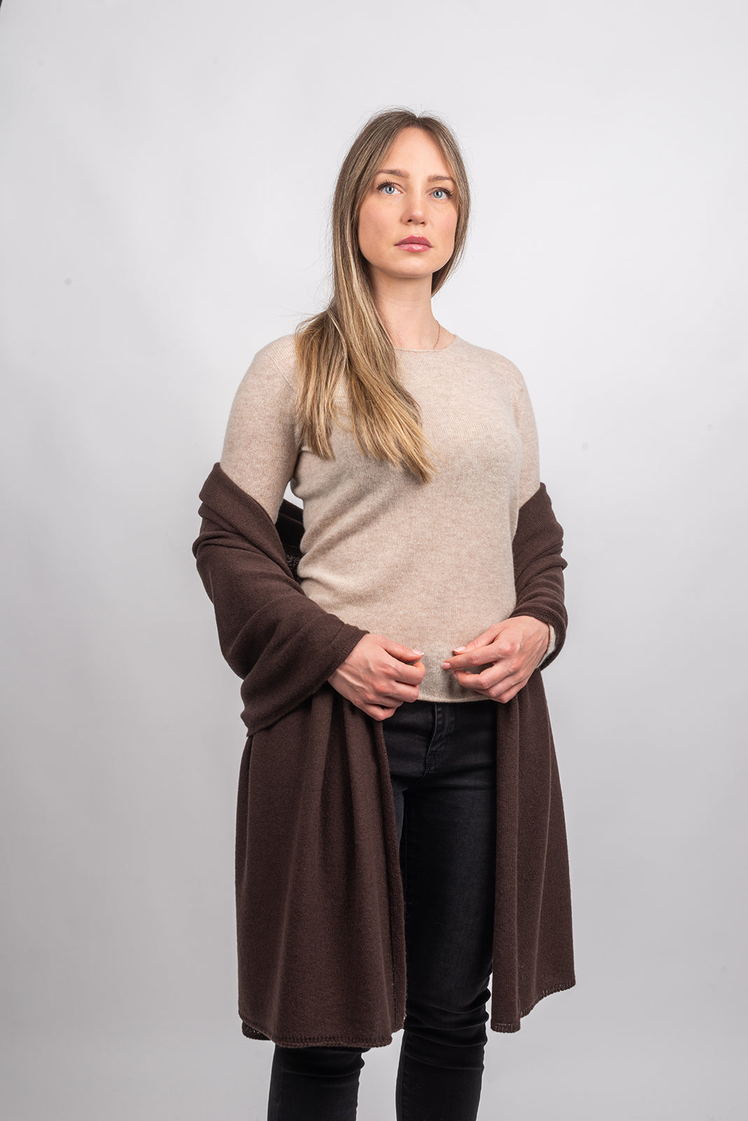 Brown Women's 100% Cashmere Wrap, view 4