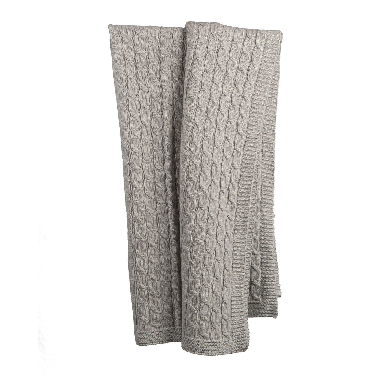 Gray Cable-Knit 100% Cashmere Throw