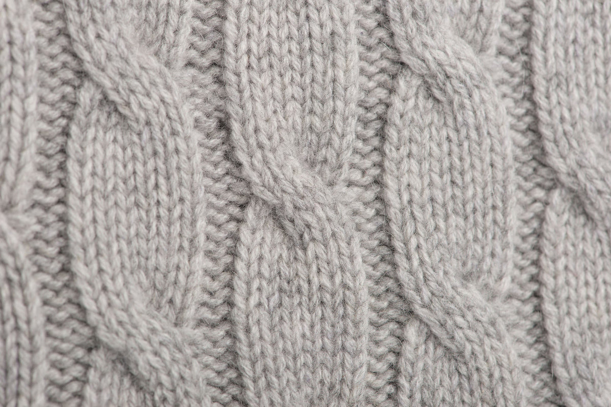 Gray Cable-Knit 100% Cashmere Throw, view 2