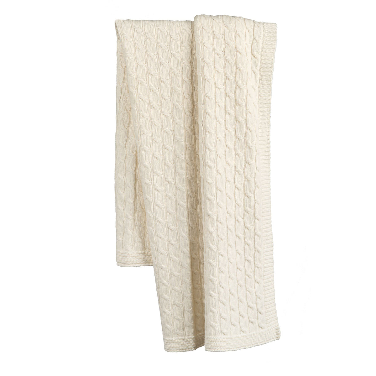 Cream Cable-Knit 100% Cashmere Throw