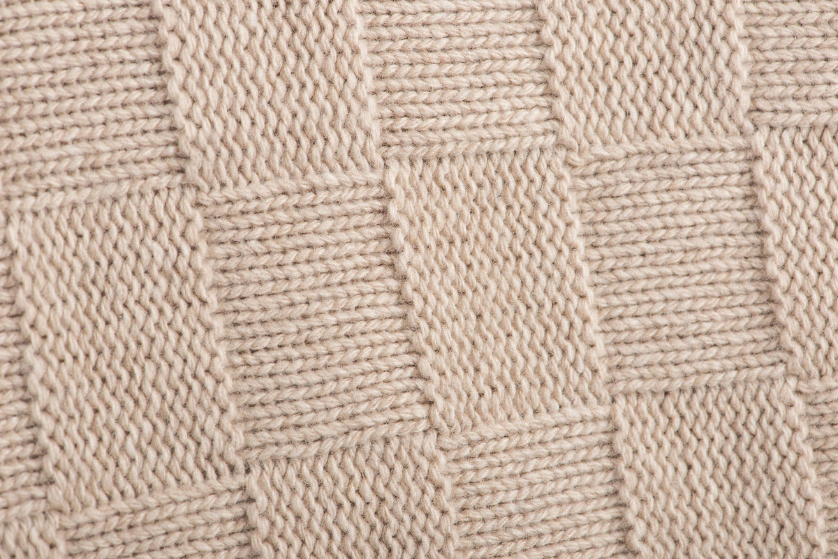 Beige Checkerboard 100% Cashmere Throw, view 2