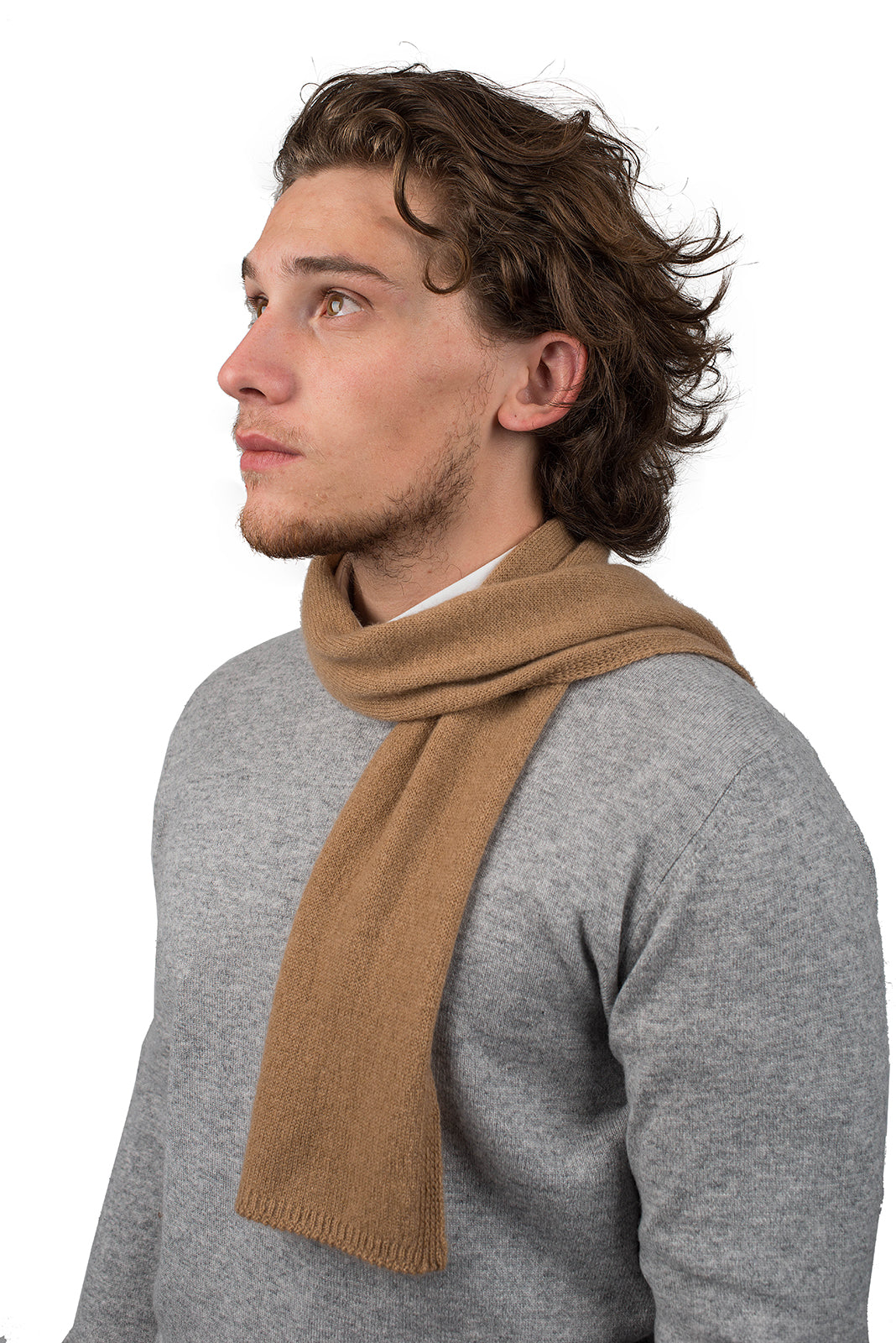 Camel Men's 100% Cashmere Skinny Scarf