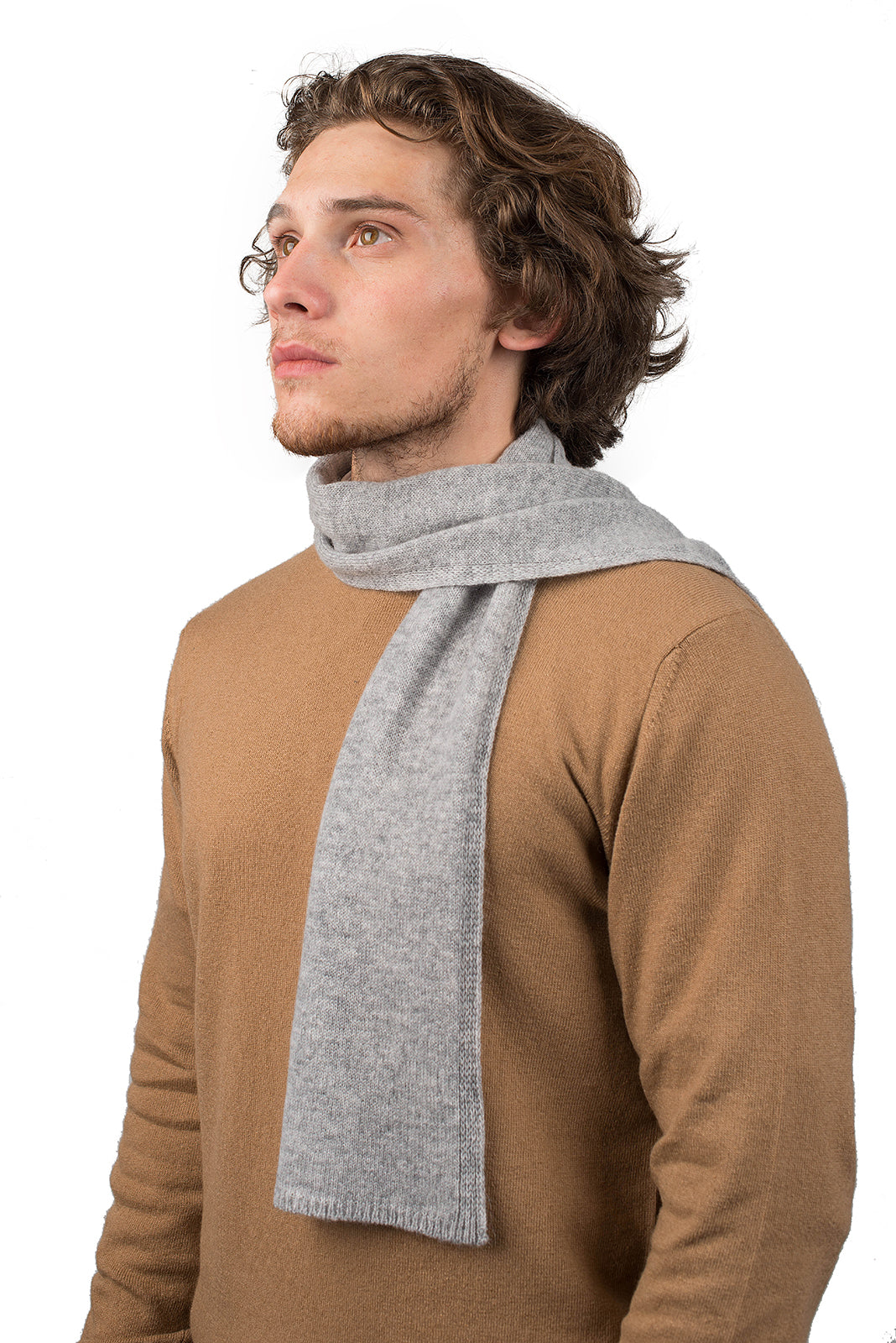 Gray Men's 100% Cashmere Skinny Scarf