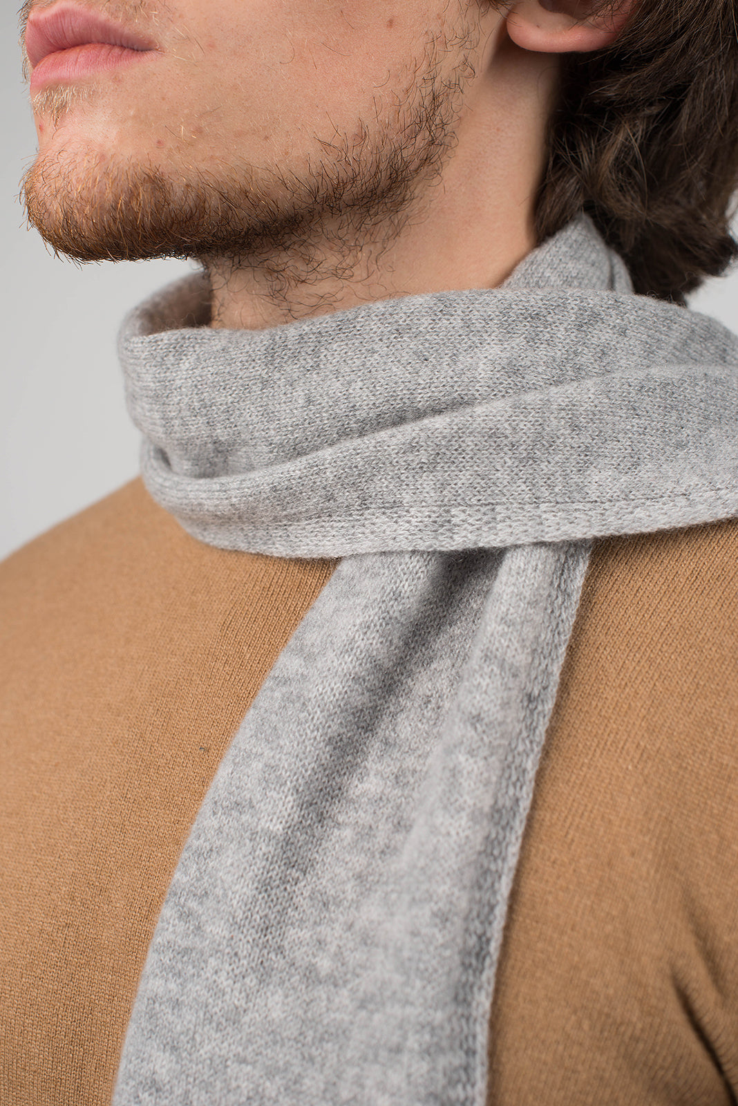 Gray Men's 100% Cashmere Skinny Scarf, view 3