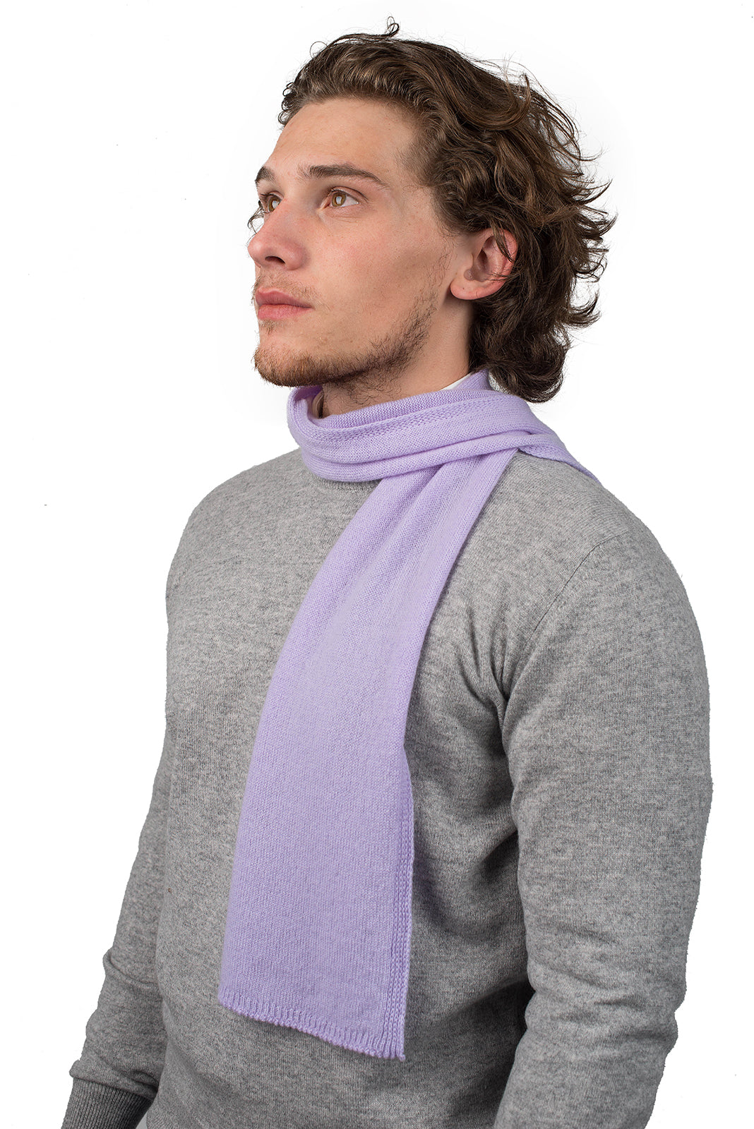 Lilac Men's 100% Cashmere Skinny Scarf
