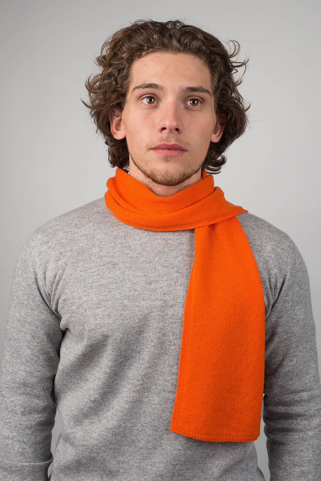 Orange Men's 100% Cashmere Skinny Scarf, view 2
