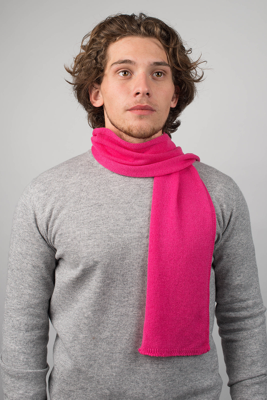 Fuchsia Men's 100% Cashmere Skinny Scarf, view 2