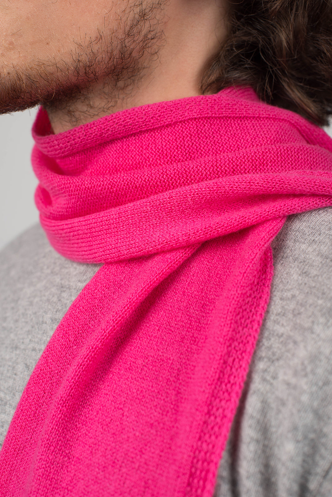 Fuchsia Men's 100% Cashmere Skinny Scarf, view 3