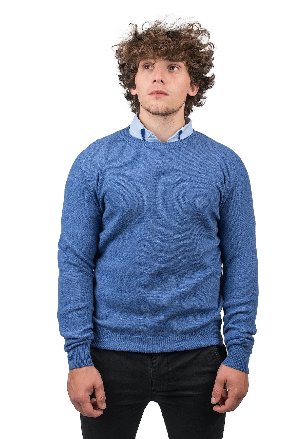 Light Blue Men's Recycled Cashmere Blend Crewneck