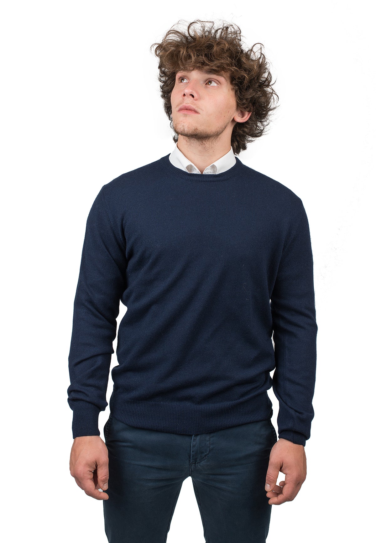 Blue Men's 100% Cashmere Crewneck