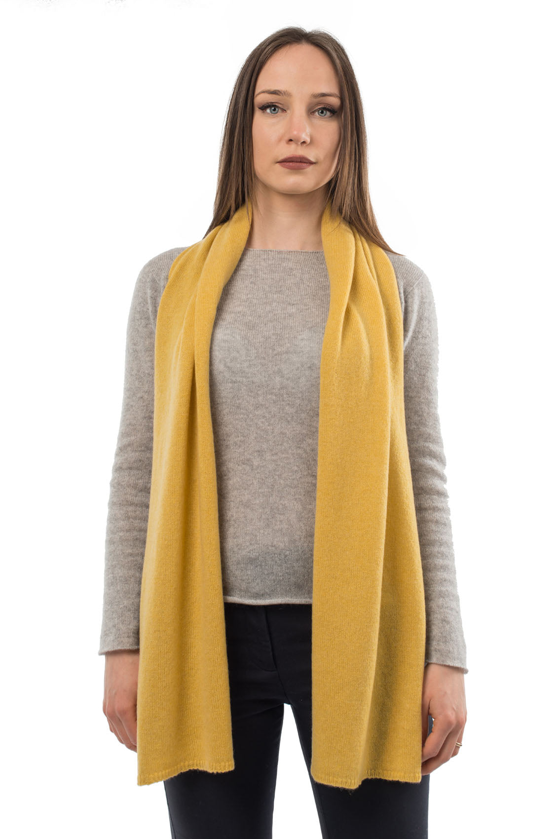 Yellow Unisex 100% Cashmere Scarf