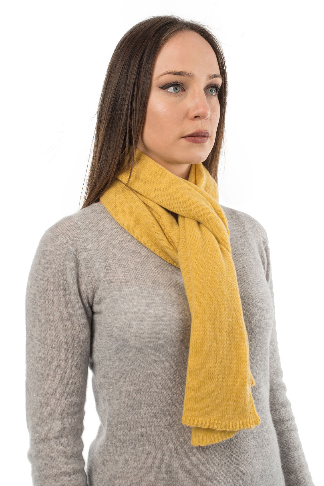 Yellow Unisex 100% Cashmere Scarf, view 2