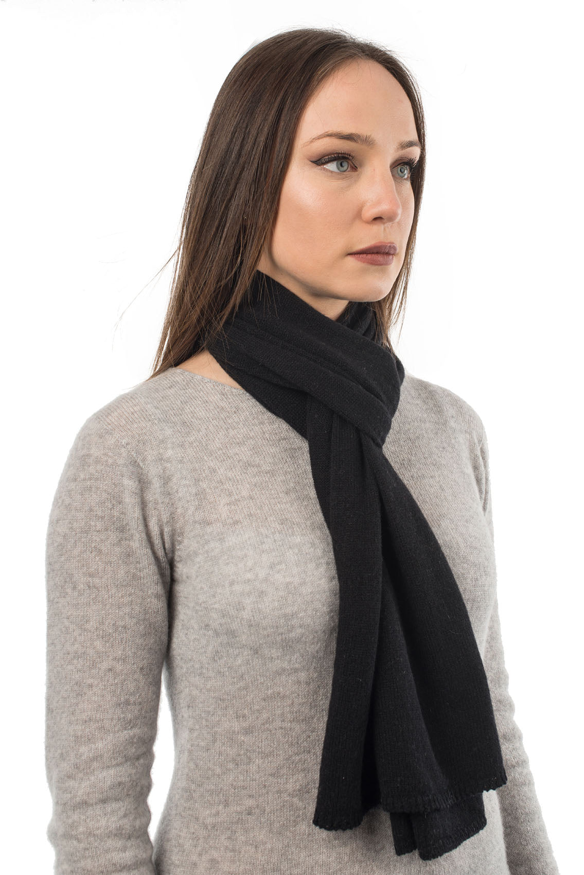 Black Unisex 100% Cashmere Scarf, view 3